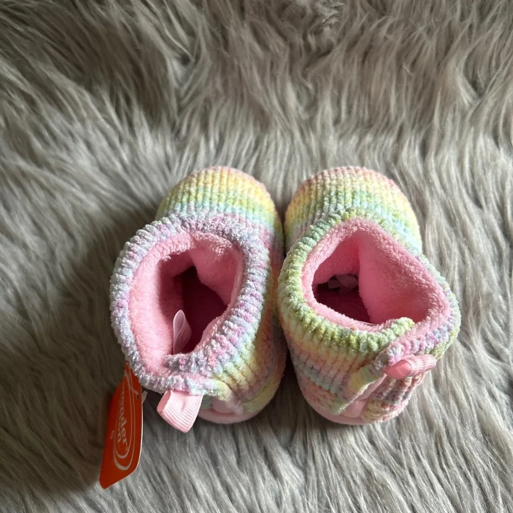 Wonder Nation Rainbow Slippers Girl Size 5 Booties Shoes Slip On Adjustable